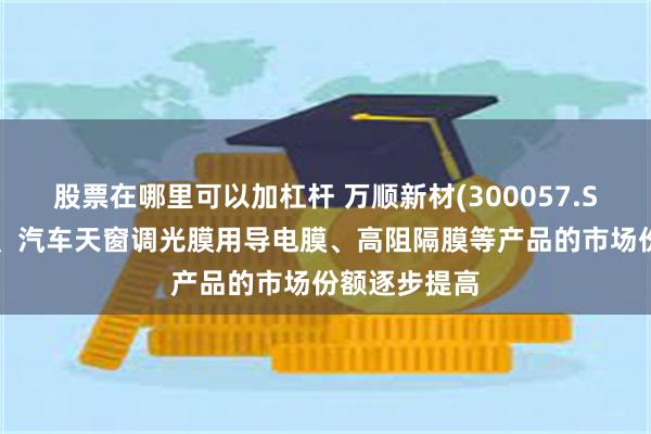 股票在哪里可以加杠杆 万顺新材(300057.SZ)：车衣膜、汽车天窗调光膜用导电膜、高阻隔膜等产品的市场份额逐步提高